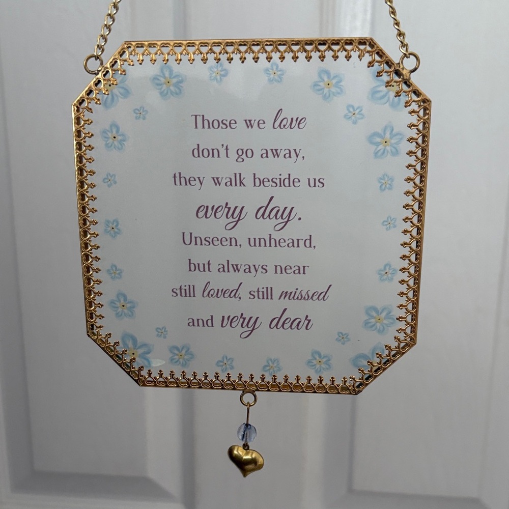 Gold and Blue Sentiment Glass and metal Wall Hanging